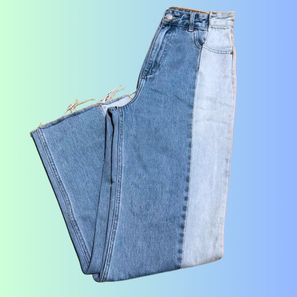 Glassons High-Rise, Wide-Leg, Duel-Colored Jeans
